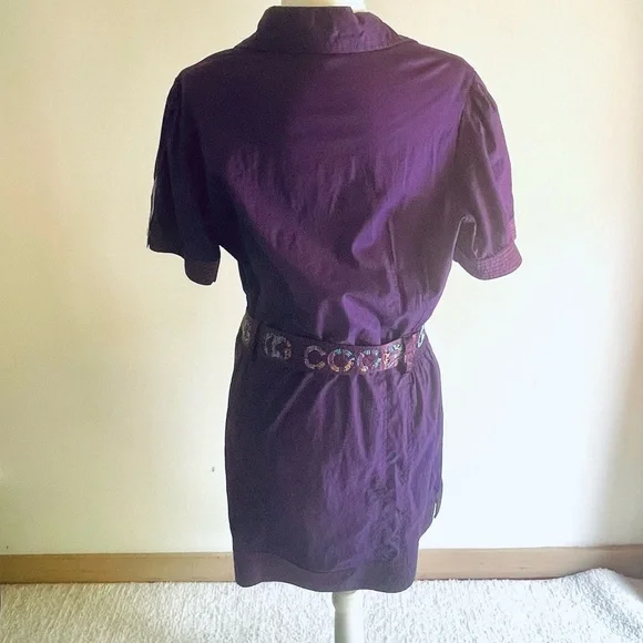 Coogi Purple Snap Front Rhinestone Embellished Belted Shirt Dress sz 1X NEW - Picture 5 of 12